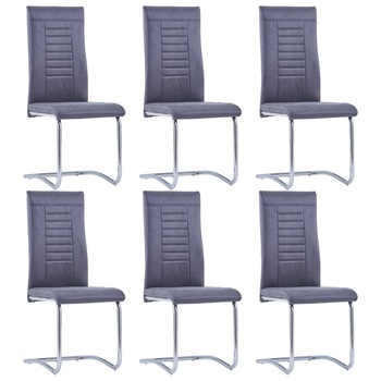 Set 6 scaune bucatarie, vidaXL, Velur-Otel, 42 x 52,5 x 100 cm, Gri Set 6 scaune bucatarie, vidaXL, Velur-Otel, 42 x 52,5 x 100 cm, Gri