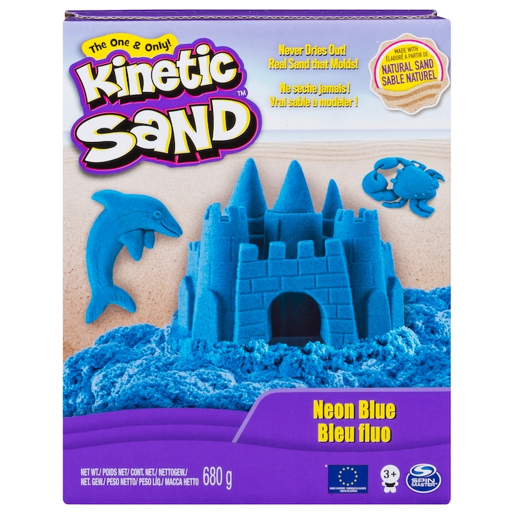 Rezerva Kinetic Sand Deluxe - Neon, albastru, 680 g