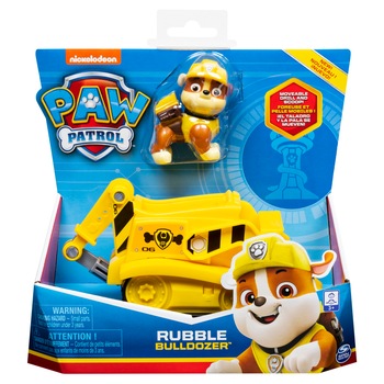 Set figurina cu vehicul Paw Patrol - Rubble, Bulldozer Set figurina cu vehicul Paw Patrol - Rubble, Bulldozer