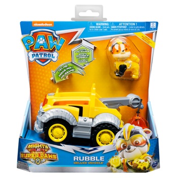 Set figurina cu vehicul Paw Patrol - Mighty Pups, Rubble Set figurina cu vehicul Paw Patrol - Mighty Pups, Rubble