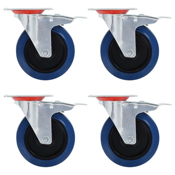 Set de 16 roti pivotante vidaXL, 125 mm, Albastru Set de 16 roti pivotante vidaXL, 125 mm, Albastru