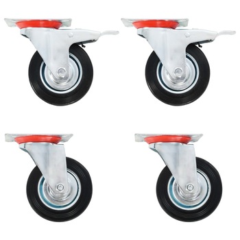 Set de 24 roti pivotante vidaXL, 100 mm, Negru Set de 24 roti pivotante vidaXL, 100 mm, Negru