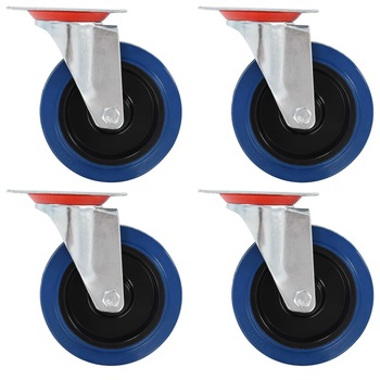 Set de 32 roti pivotante fixe vidaXL, 125 mm, Albastru Set de 32 roti pivotante fixe vidaXL, 125 mm, Albastru