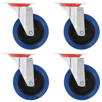 Set de 32 roti pivotante fixe vidaXL, 100 mm, Albastru Set de 32 roti pivotante fixe vidaXL, 100 mm, Albastru