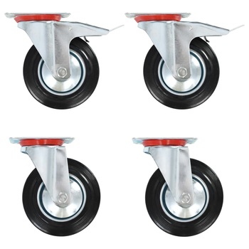 Set de 32 roti pivotante vidaXL, 160 mm, Negru Set de 32 roti pivotante vidaXL, 160 mm, Negru