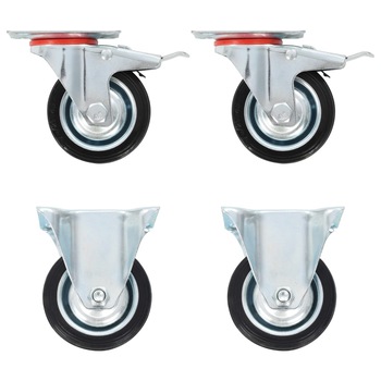 Set de 12 roti pivotante vidaXL, 75 mm, Negru Set de 12 roti pivotante vidaXL, 75 mm, Negru