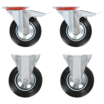 Set de 24 roti pivotante vidaXL, 160 mm, Negru Set de 24 roti pivotante vidaXL, 160 mm, Negru