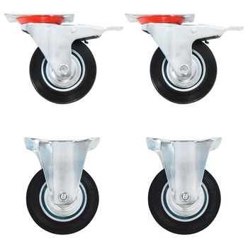 Set de 8 roti pivotante vidaXL, 100 mm, Negru Set de 8 roti pivotante vidaXL, 100 mm, Negru