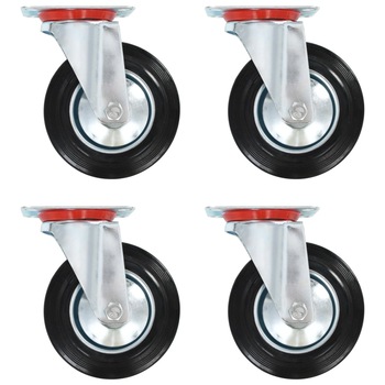 Set de 4 roti pivotante vidaXL, 160 mm, Negru Set de 4 roti pivotante vidaXL, 160 mm, Negru