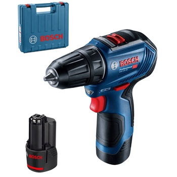Masina de gaurit si insurubat Bosch Professional GSR 12V-30 - cu 2 acumulatori Li-Ion, 12 V, 2 Ah, 30 Nm, motor fara perii, led iluminare, valiza plastic Masina de gaurit si insurubat Bosch Professional GSR 12V-30 - cu 2 acumulatori Li-Ion, 12 V, 2 Ah, 30 Nm, motor fara perii, led iluminare, valiza plastic