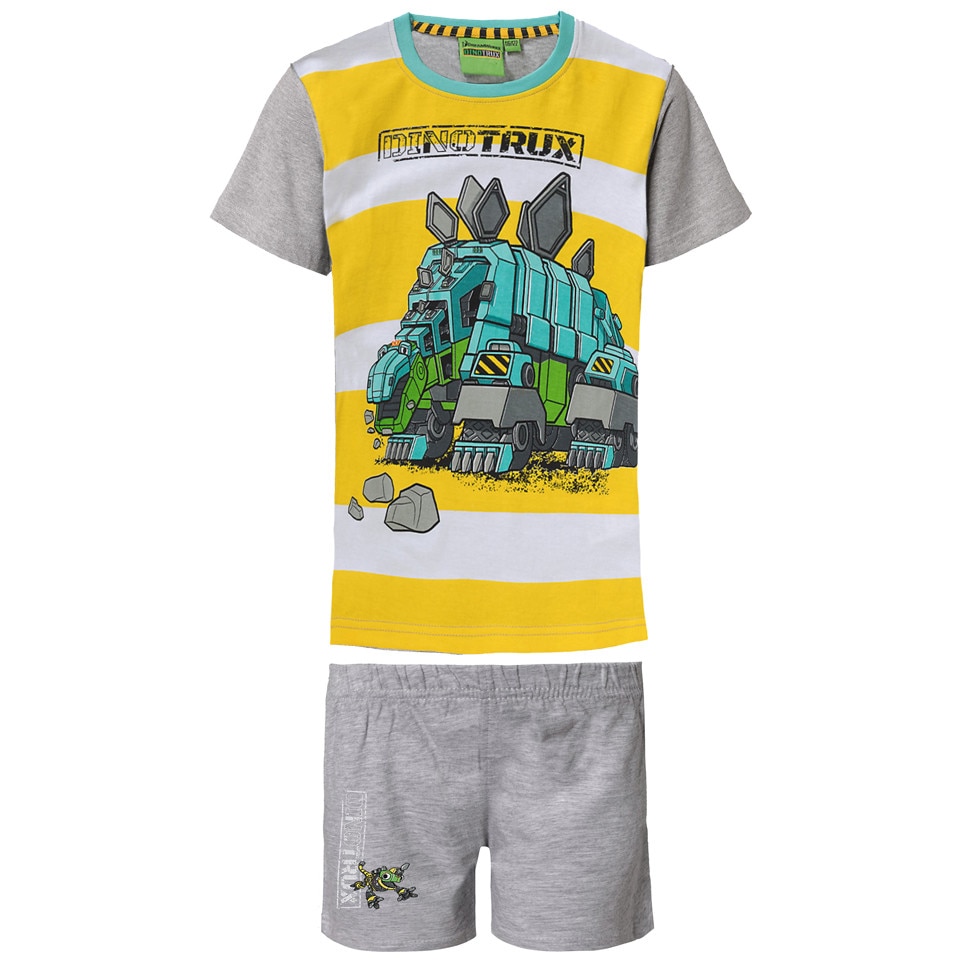 Pijama Dinotrux copii, gri/galben, marimea 116-122 cm