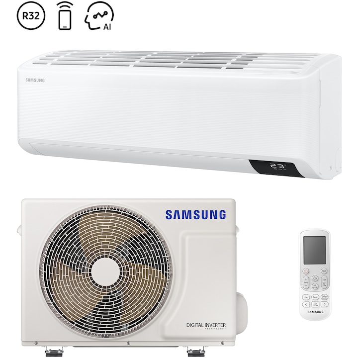 Aparat de aer conditionat Samsung Cebu 9000 BTU Wi-Fi, Clasa A++, AI Auto Comfort, Fast cooling, AR09TXFYAWKNEU/AR09TXFYAWKXEU, alb