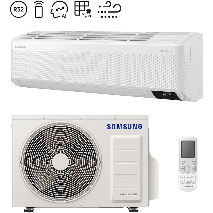 Aparat de aer conditionat Samsung Wind-Free Avant 12000 BTU Wi-Fi, Clasa A++/A++, Filtru Tri-Care, AI Auto Comfort, Fast cooling, AR12TXEAAWKNEU/AR12TXEAAWKXEU, Alb