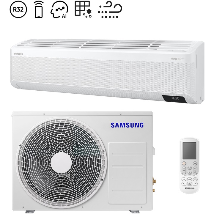Aparat de aer conditionat Samsung Wind-Free Avant 24000 BTU Wi-Fi, Clasa A++/A, Filtru Tri-Care, AI Auto Comfort, Fast cooling, AR24TXEAAWKNEU/AR24TXEAAWKXEU, Alb