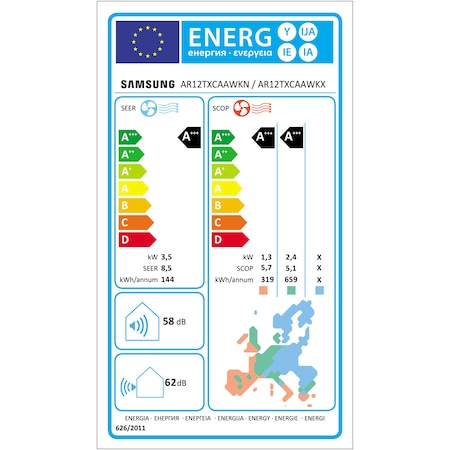Aparat de aer conditionat Samsung Wind-free Elite 12000 BTU Wi-Fi, Clasa A+++/A+++, MDS, Filtru Tri-Care, AI Auto Comfort, Fast cooling, AR12TXCAAWKNEU/AR12TXCAAWKXEU, Alb