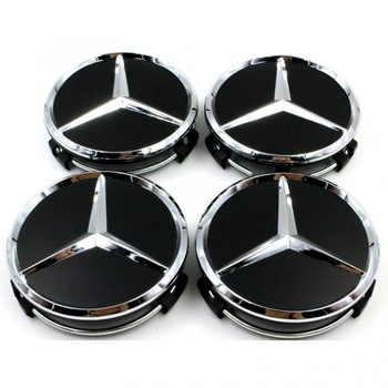 Set 4 capacele roti 75mm negre, model STAR, pentru jante aliaj Mercedes-Benz Set 4 capacele roti 75mm negre, model STAR, pentru jante aliaj Mercedes-Benz