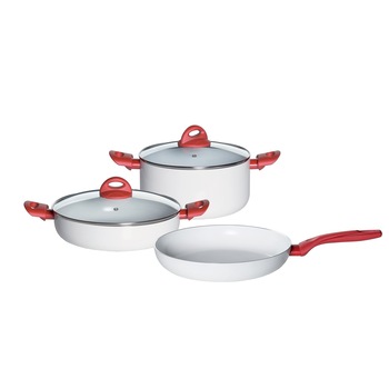 Set vase de gatit din aluminiu Pyramis CERATECH WHITE, 5 piese, invelis interior neaderent din ceramica Set vase de gatit din aluminiu Pyramis CERATECH WHITE, 5 piese, invelis interior neaderent din ceramica