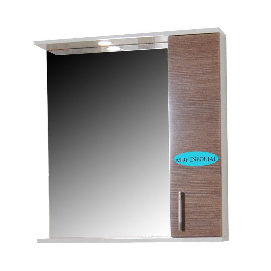 Oglinda cu dulap si iluminare , Badenmob , seria 020 - 65cm , bambus