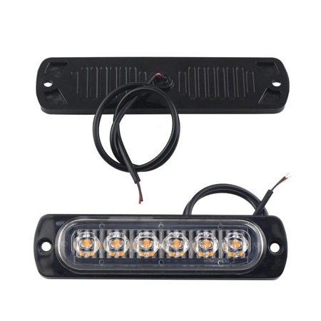 Stroboscoape 6 LED, lumini de avertizare galbene pentru platforma, ATV, Tractor, Jeep, Off Road, set 2 bucati