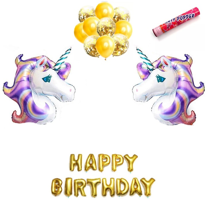 Комплект от 25 балона Happy Birthday - Unicorn Party, It's Party Time
