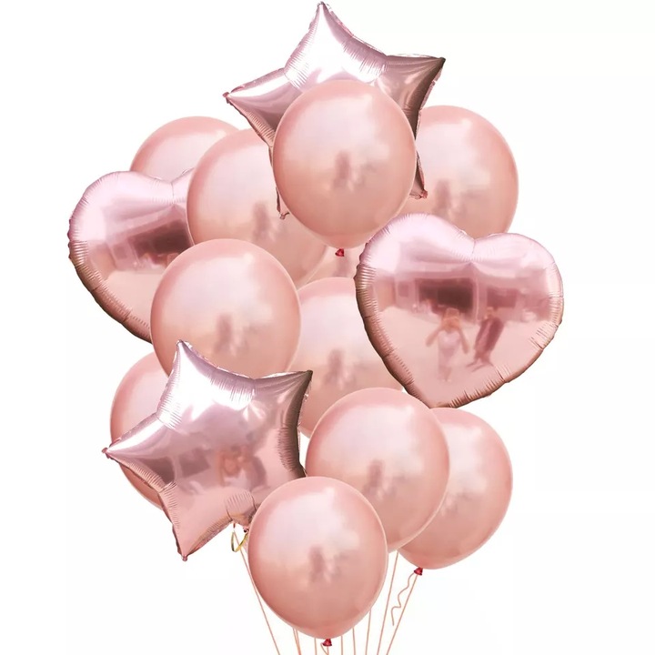 Балони It's Party Time, За рожден ден, Розово златисти, Комплект от 14