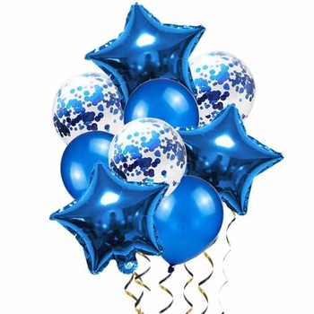 Set 9 Baloane Aniversare, culoare albastru, It's Party Time Set 9 Baloane Aniversare, culoare albastru, It's Party Time