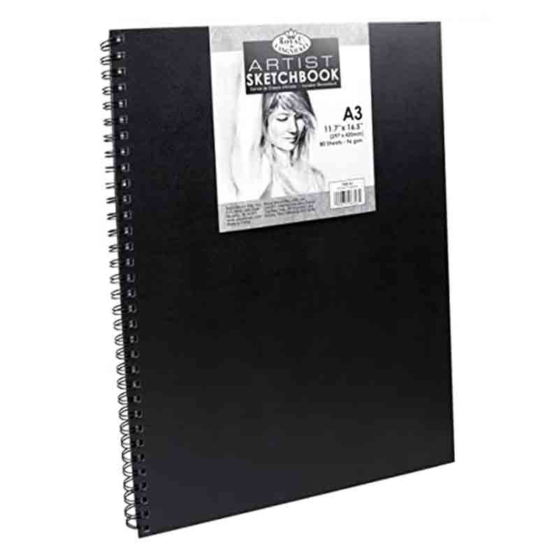 Sketchbook cu spirala Royal Essentials A3 negru 80 coli, 110g
