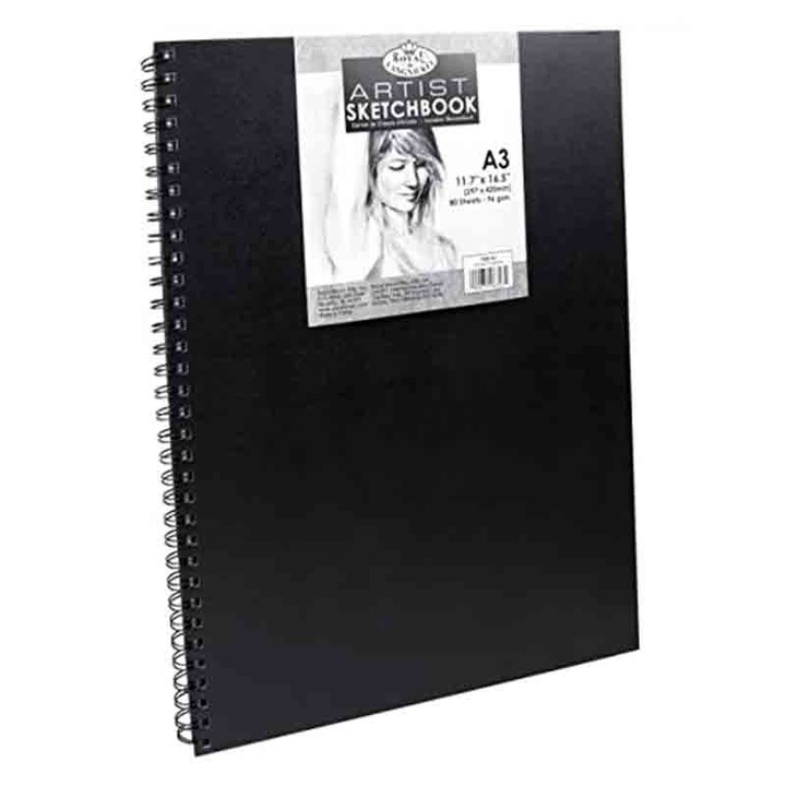 Sketchbook cu spirala Royal Essentials A3 negru 80 coli, 110g