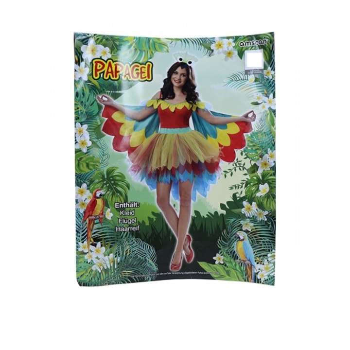 Дамски костюм на папагал, L/XL, многоцветен