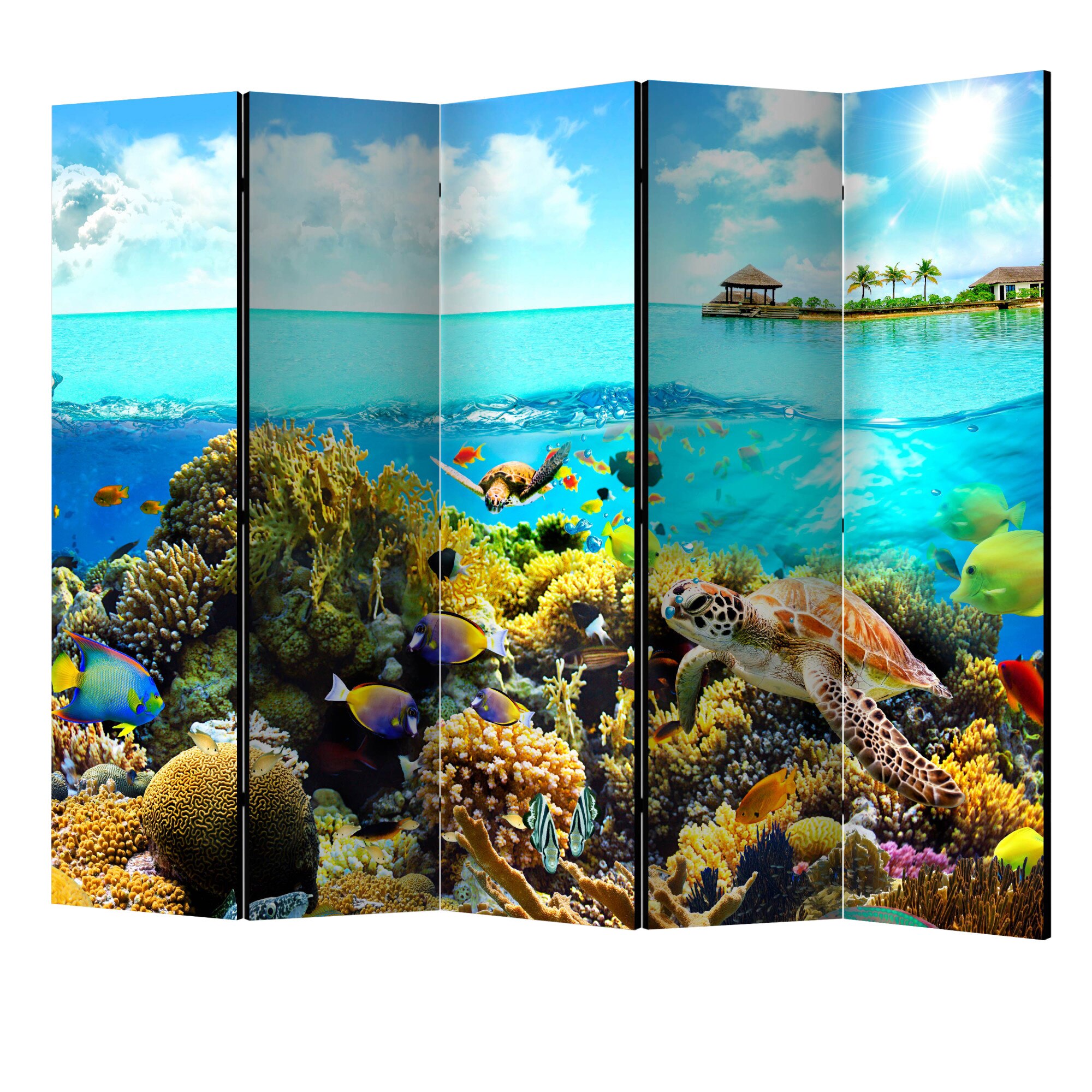 Paravan din 5 parti - Ceresc maldive II - 225 x 172 cm