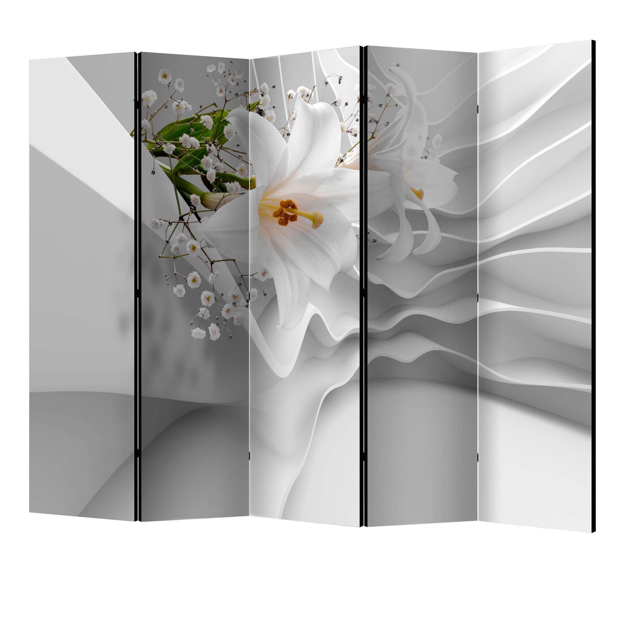 Paravan din 5 parti - Flori pentru modernitate II - 225 x 172 cm