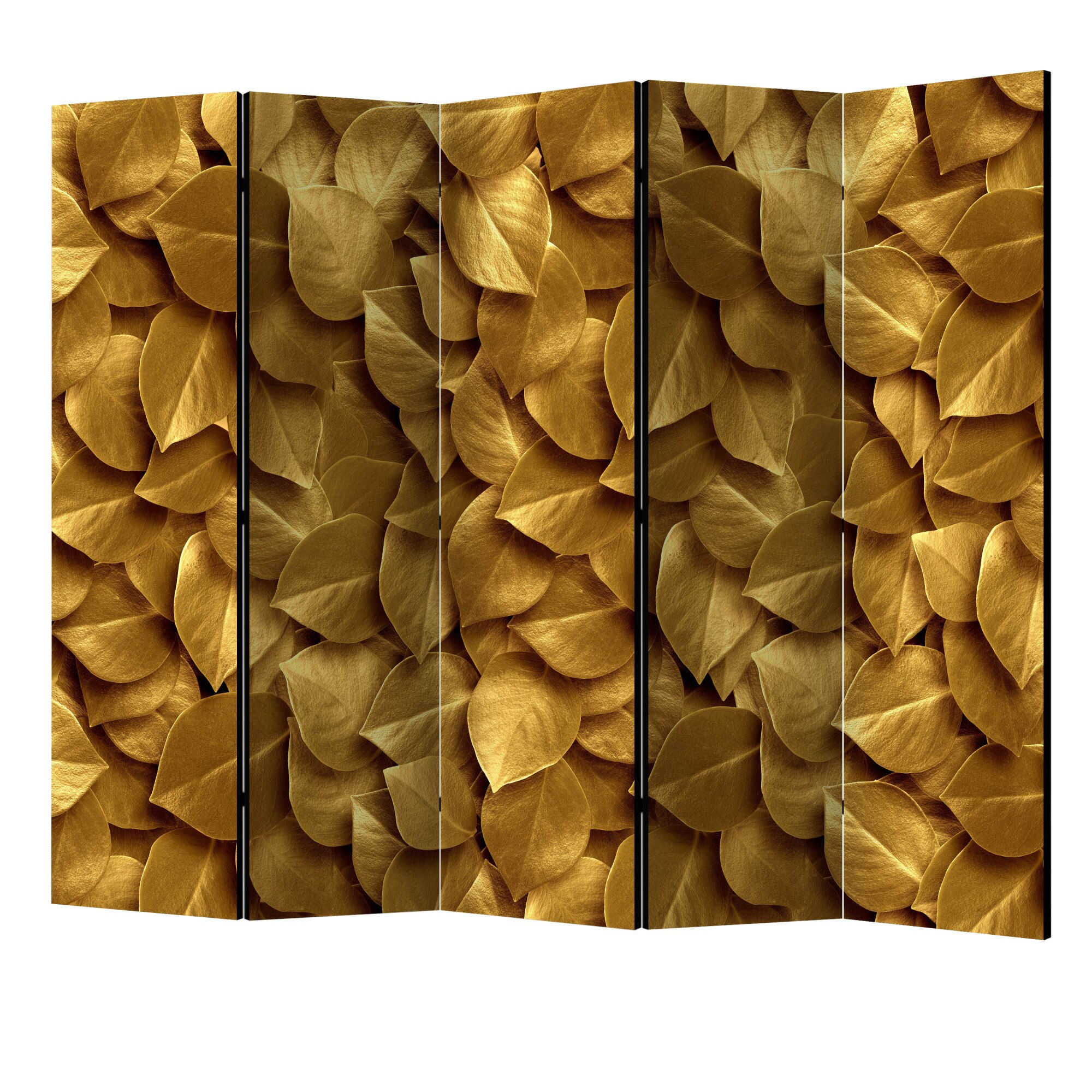 Paravan din 5 parti - Frunze de aur II - 225 x 172 cm