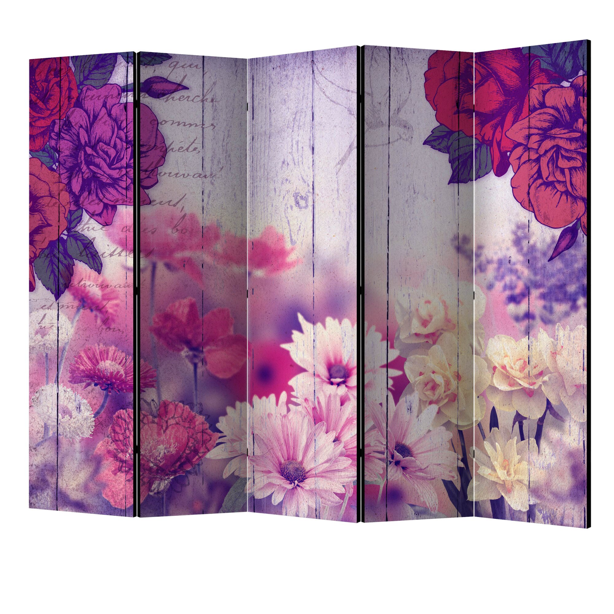 Paravan din 5 parti - Flori amintiri II - 225 x 172 cm