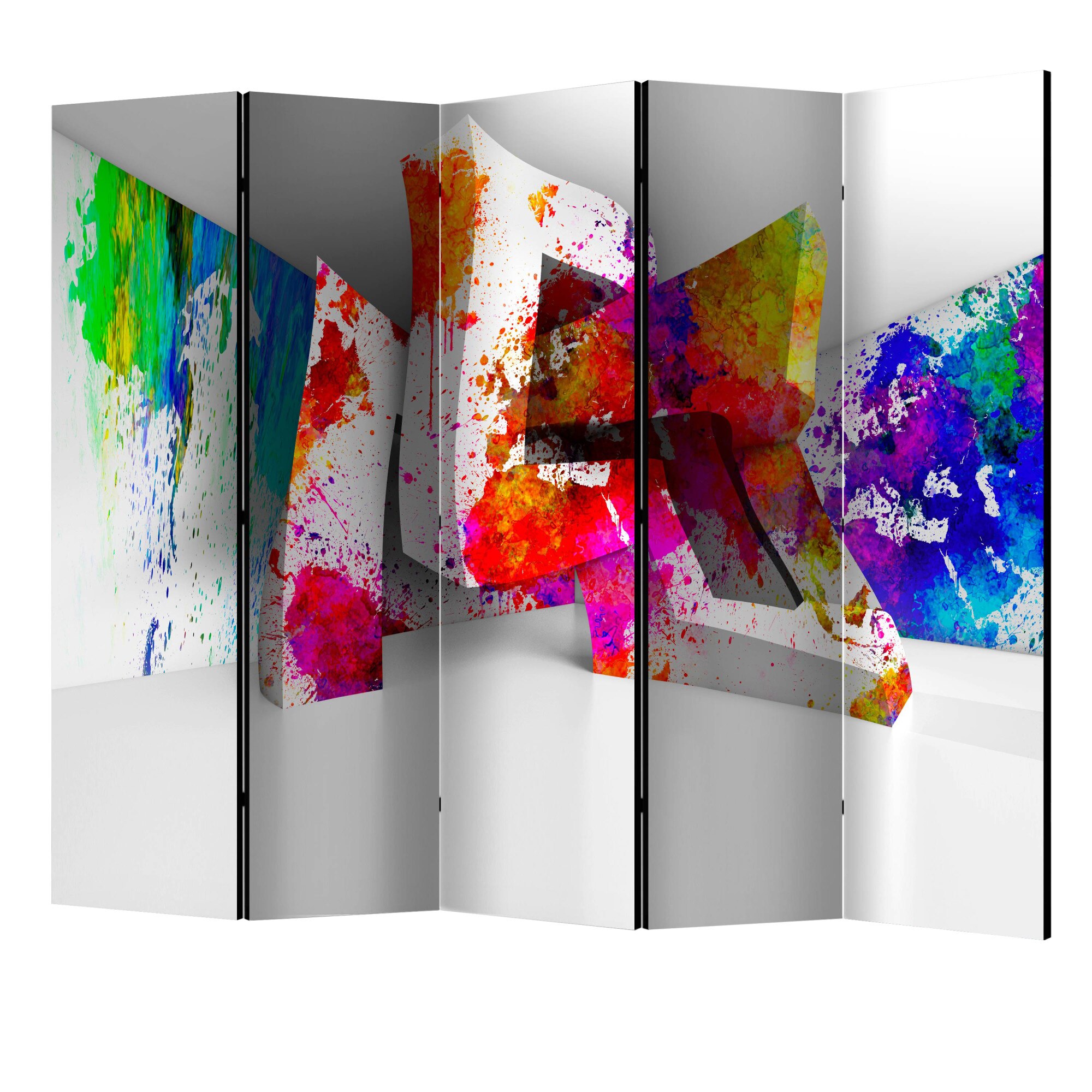 Paravan din 5 parti - Forme tridimensionale II - 225 x 172 cm