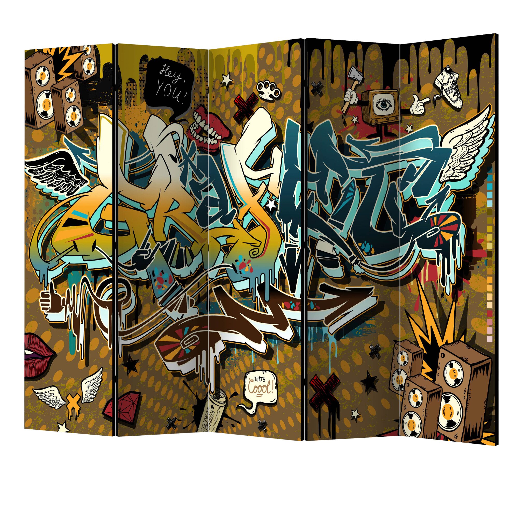 Paravan din 5 parti - Este misto II - 225 x 172 cm