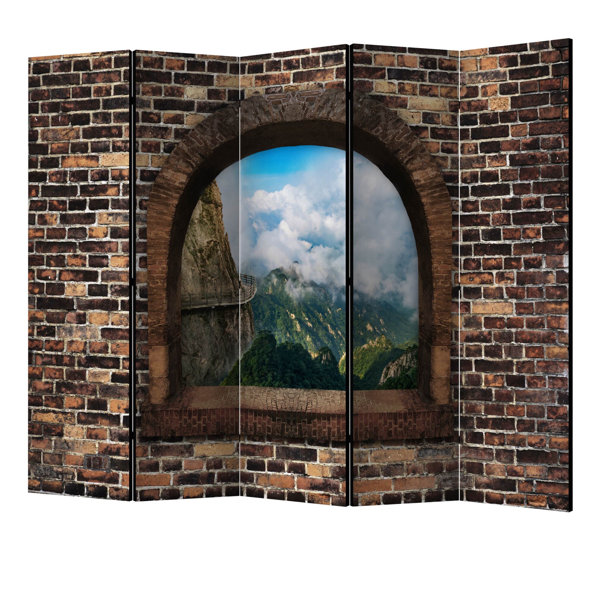 Paravan din 5 parti - Fereastra pietroasa muntii II - 225 x 172 cm