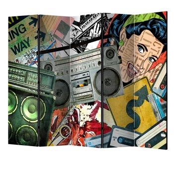 Paravan din 5 parti - Fata graffiti II - 225 x 172 cm Paravan din 5 parti - Fata graffiti II - 225 x 172 cm