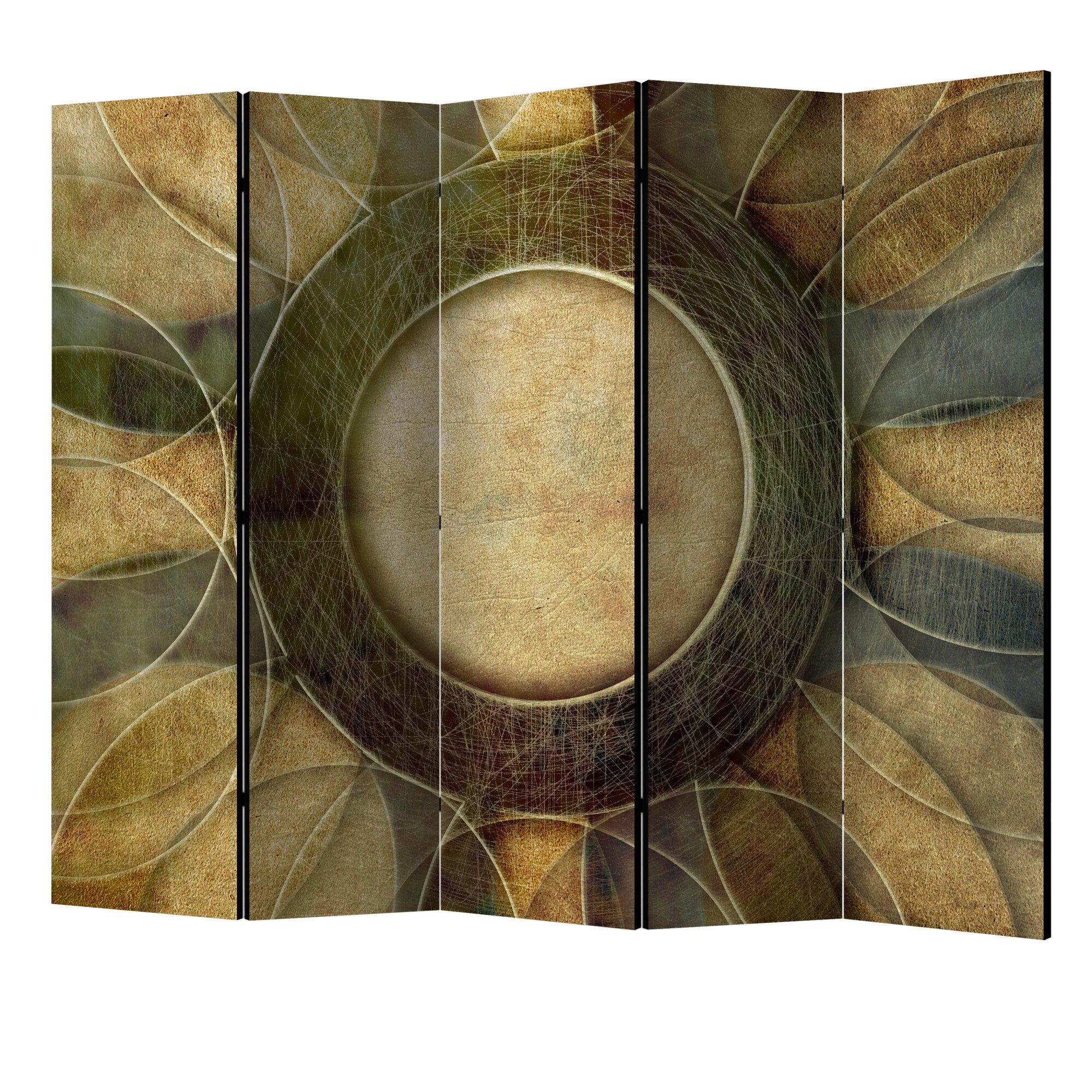 Paravan din 5 parti - Floare stil retro II - 225 x 172 cm