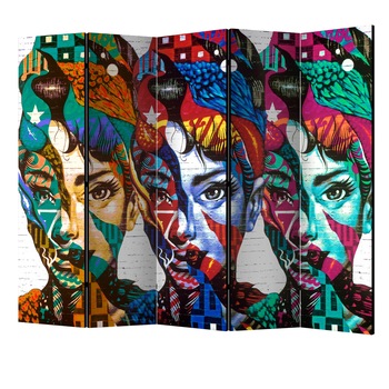 Paravan din 5 parti - Fete colorate II - 225 x 172 cm Paravan din 5 parti - Fete colorate II - 225 x 172 cm