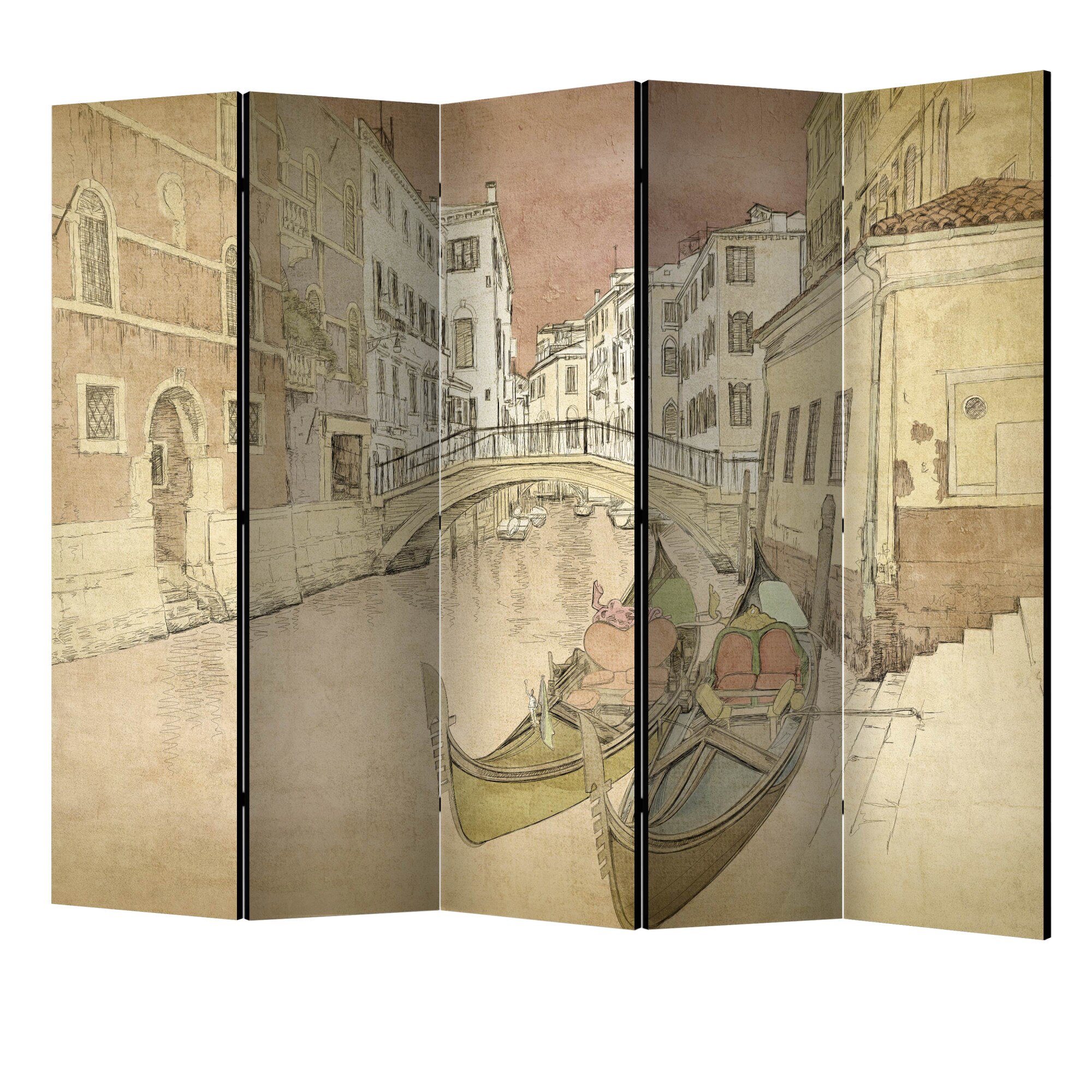 Paravan din 5 parti - Gondole in venetia II - 225 x 172 cm