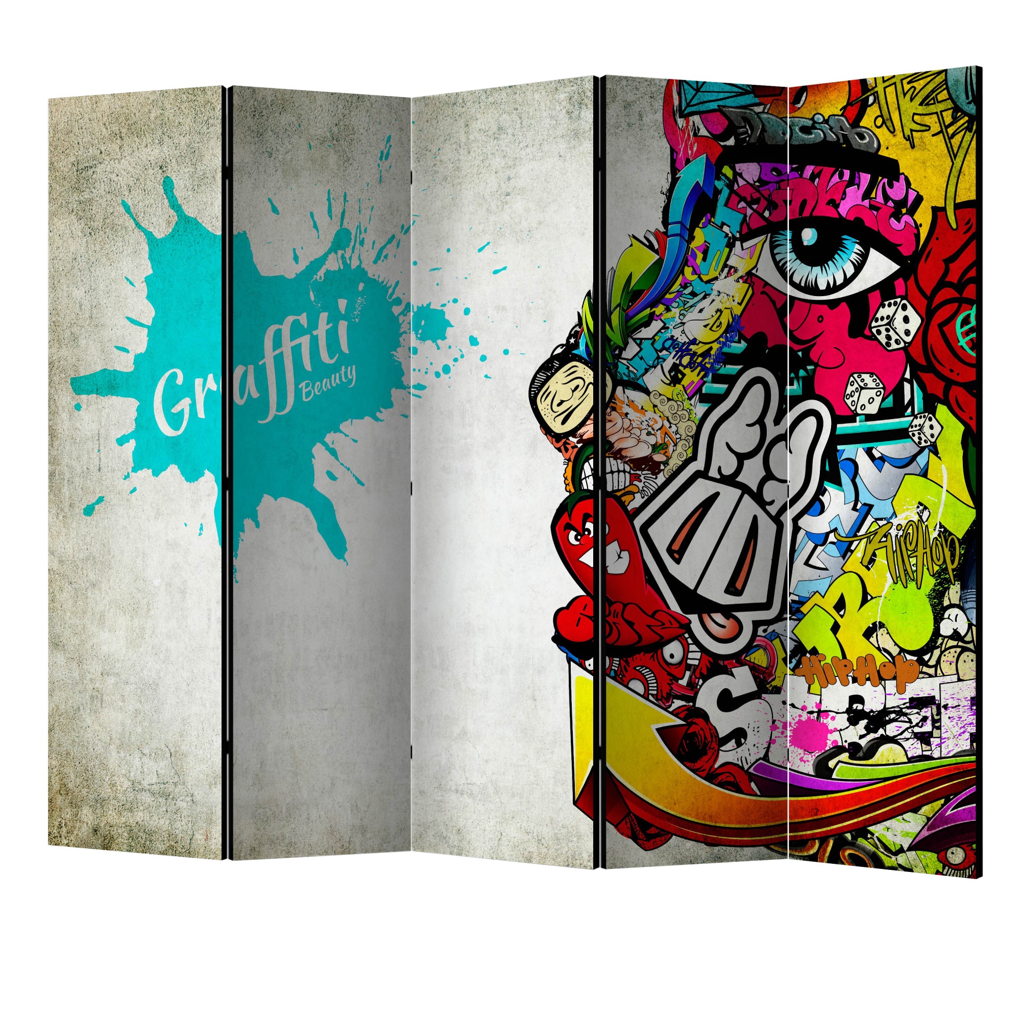 Paravan din 5 parti - Frumusetea graffitiului II - 225 x 172 cm