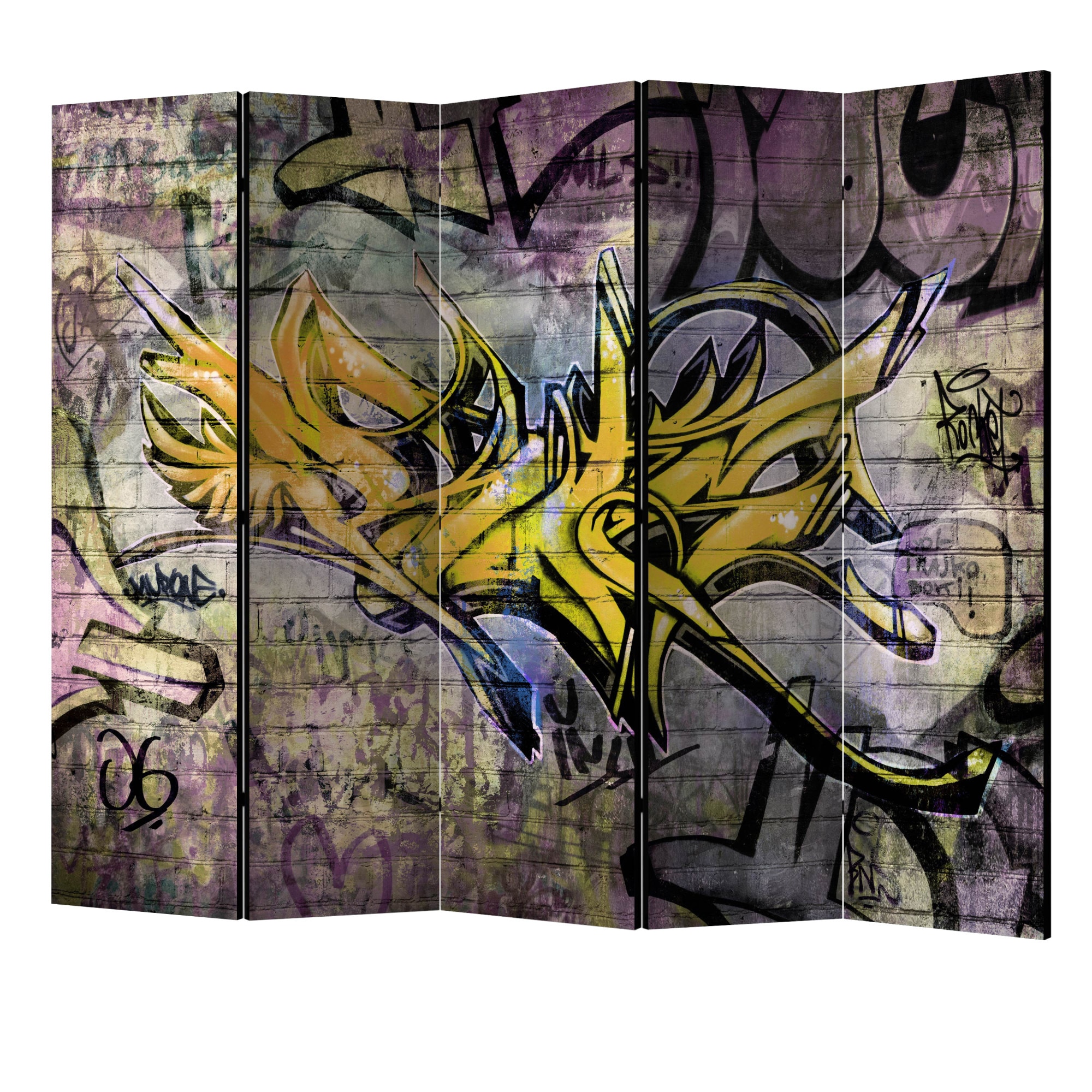 Paravan din 5 parti - Graffiti uimitoare II - 225 x 172 cm