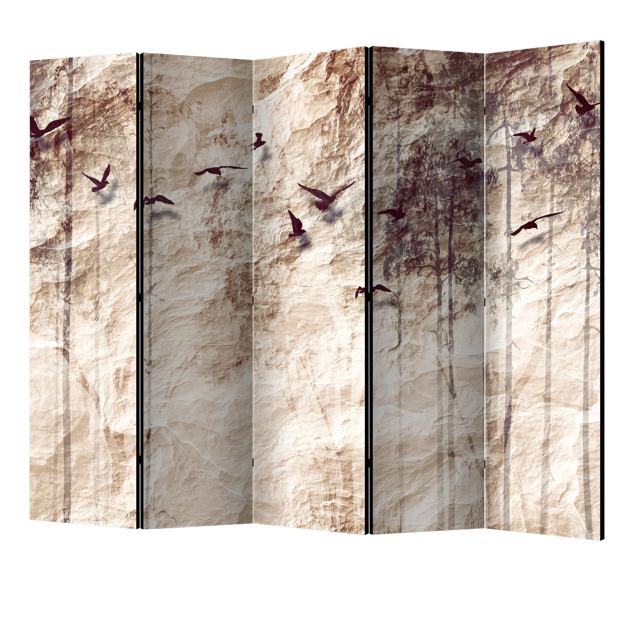 Paravan din 5 parti - Hartie natura II - 225 x 172 cm