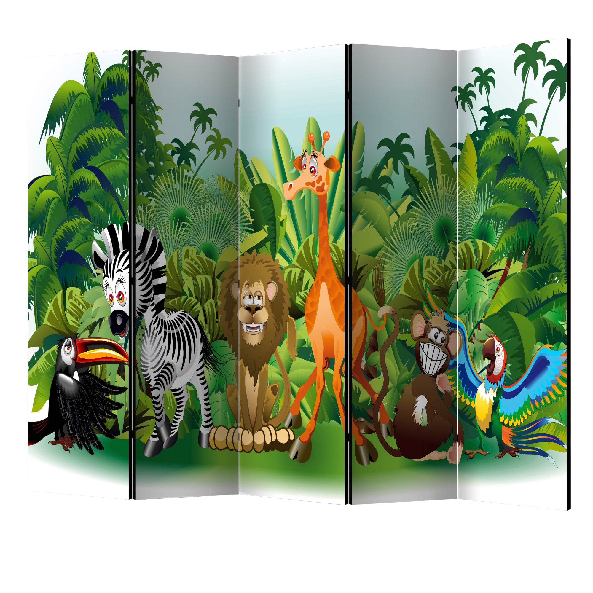 Paravan din 5 parti - Jungle animals II - 225 x 172 cm