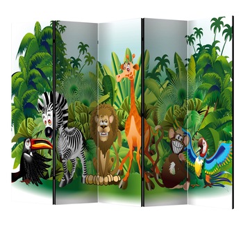 Paravan din 5 parti - Jungle animals II - 225 x 172 cm Paravan din 5 parti - Jungle animals II - 225 x 172 cm