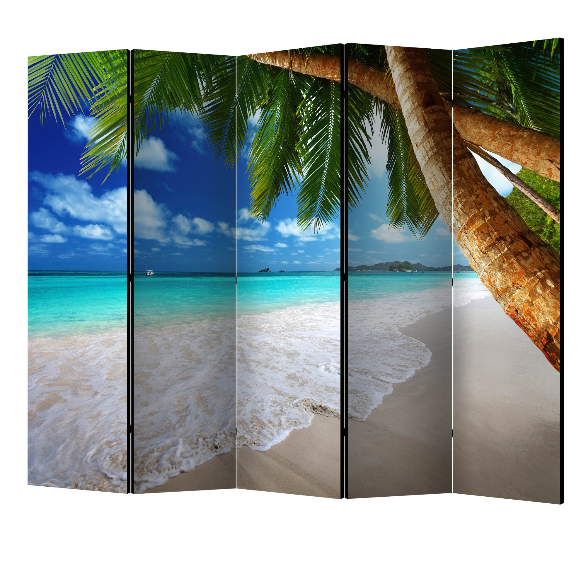 Paravan din 5 parti - Insula tropicala II - 225 x 172 cm