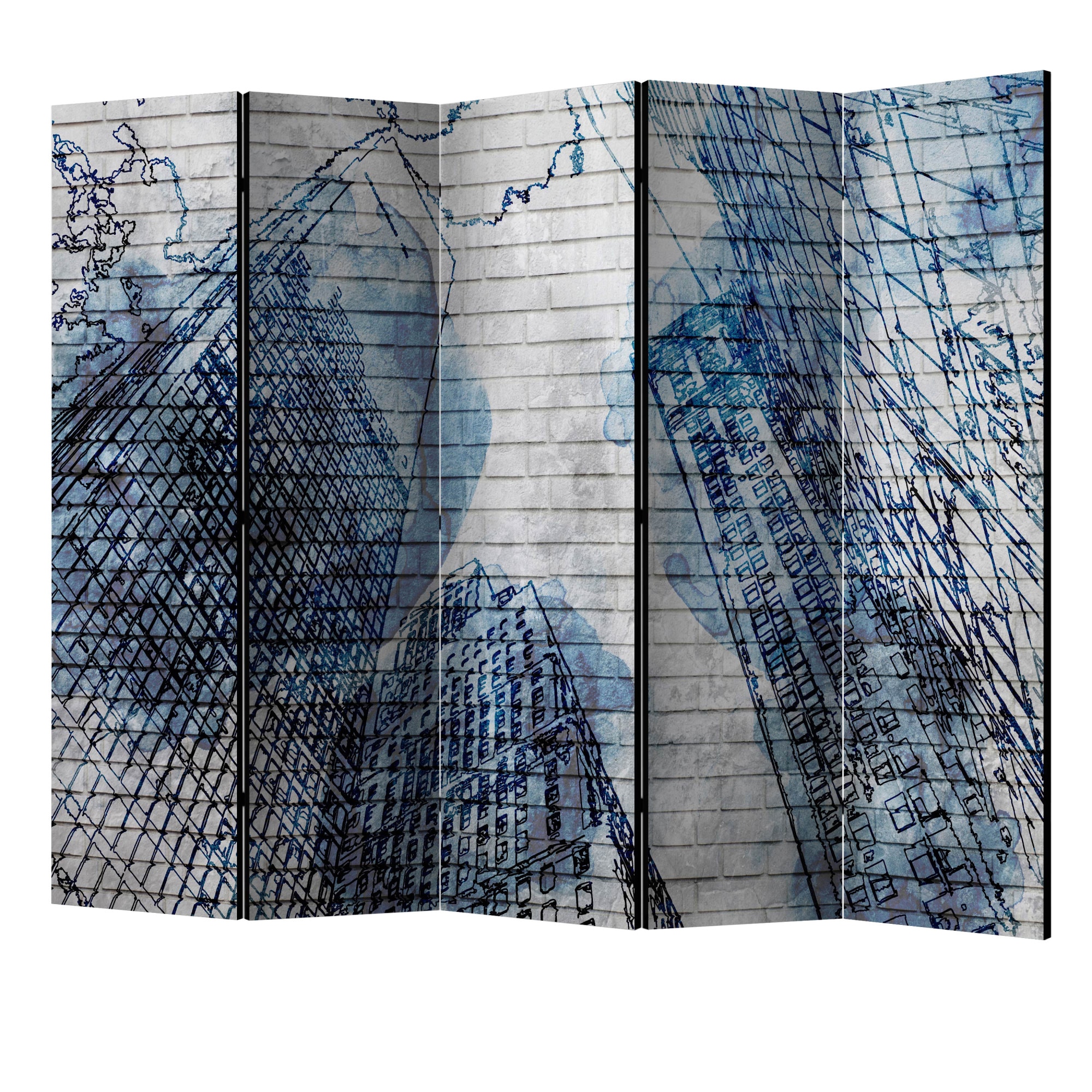 Paravan din 5 parti - Inky new york II - 225 x 172 cm