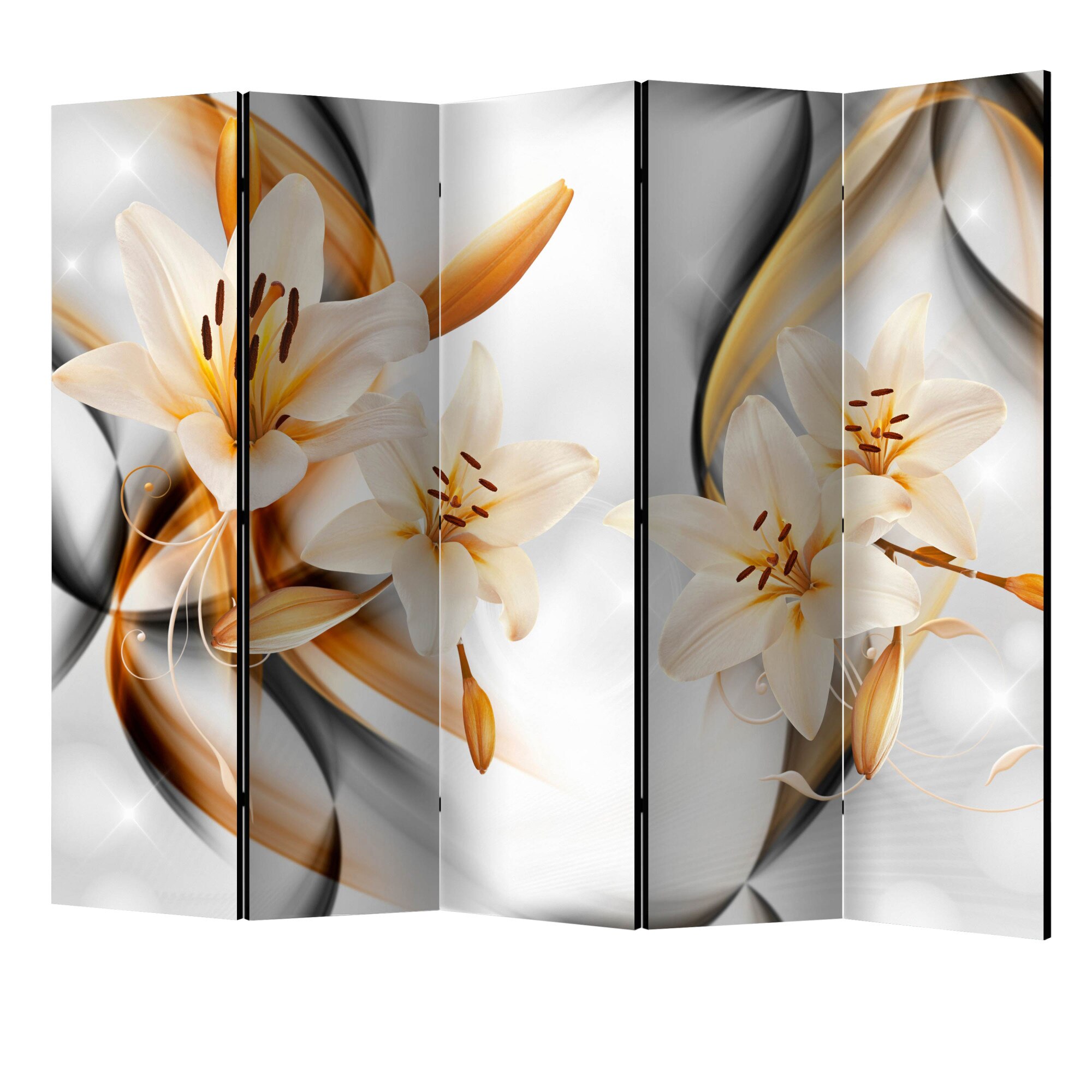 Paravan din 5 parti - Inocenta lily II - 225 x 172 cm