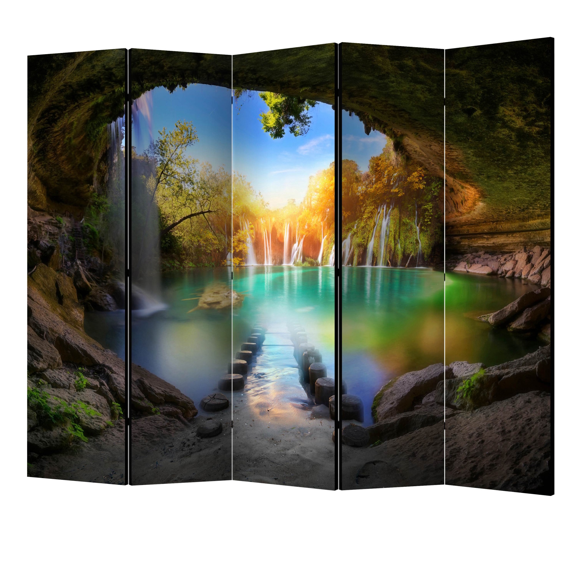 Paravan din 5 parti - Lacul turquoise II - 225 x 172 cm