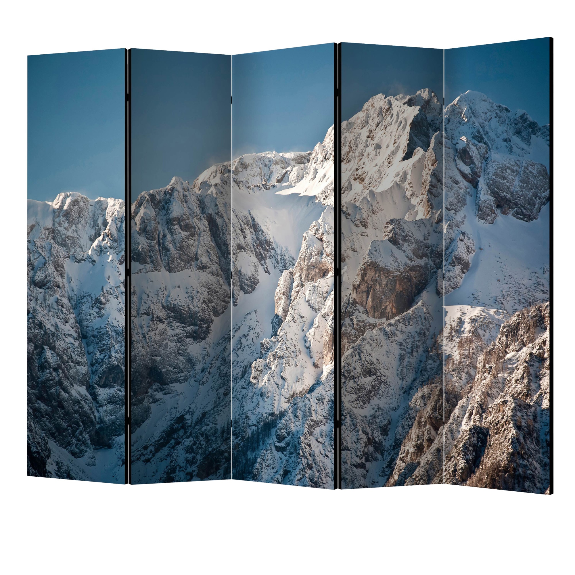 Paravan din 5 parti - Iarna in alpi II - 225 x 172 cm